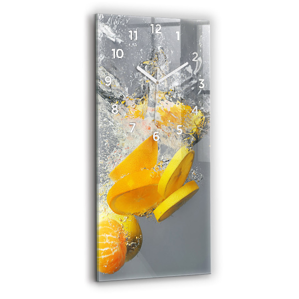 Modern vertical wall clock Citrus in water