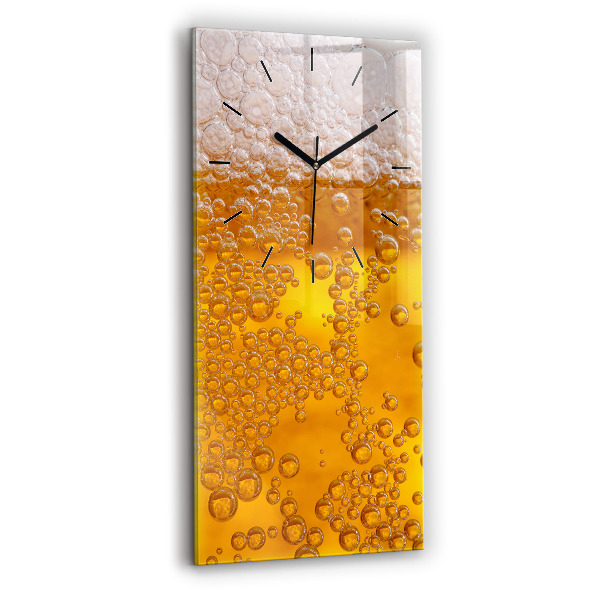 Modern vertical wall clock Beer with foam
