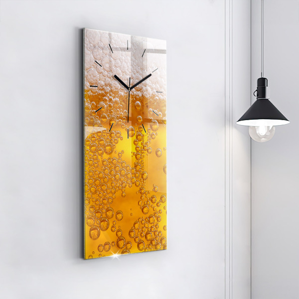 Modern vertical wall clock Beer with foam