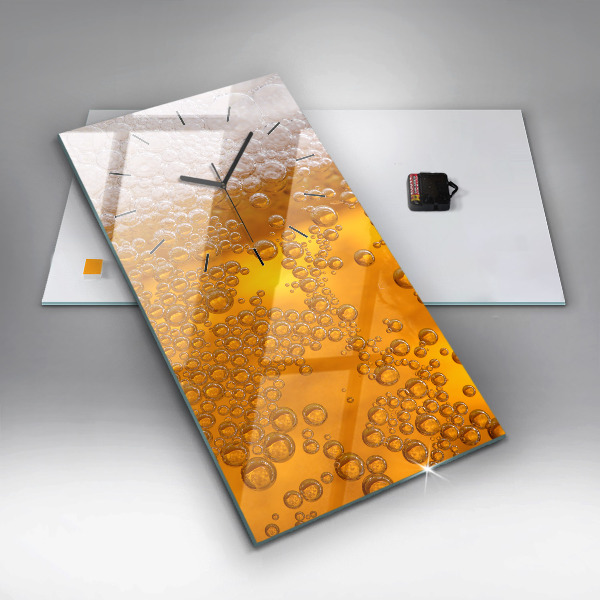 Modern vertical wall clock Beer with foam