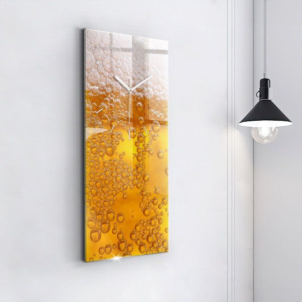 Modern vertical wall clock Beer with foam