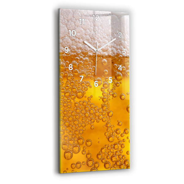 Modern vertical wall clock Beer with foam
