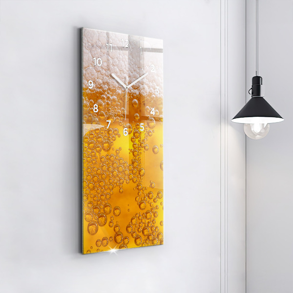 Modern vertical wall clock Beer with foam
