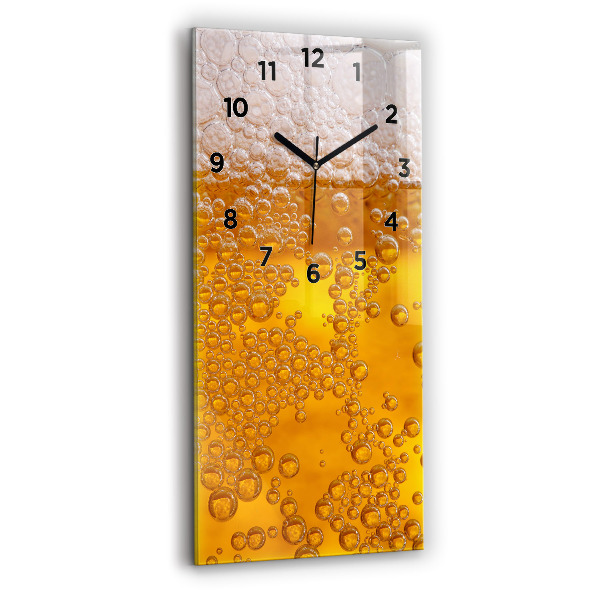 Modern vertical wall clock Beer with foam