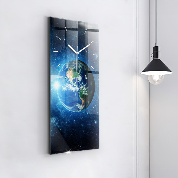 Modern vertical wall clock Earth and Galaxy – NASA
