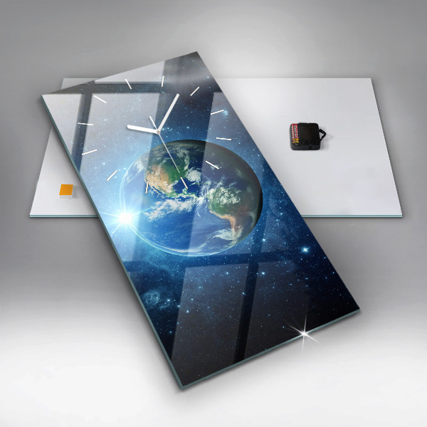 Modern vertical wall clock Earth and Galaxy – NASA