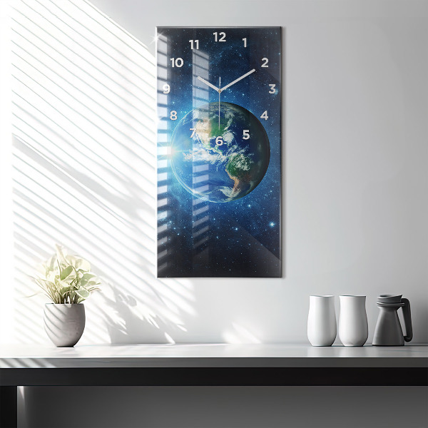 Modern vertical wall clock Earth and Galaxy – NASA