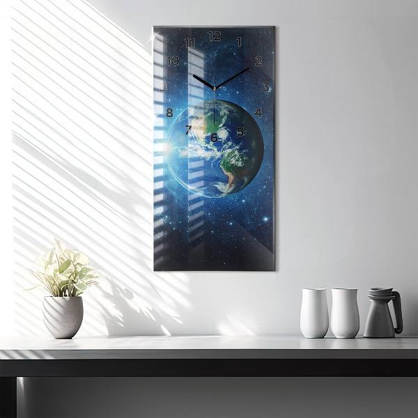 Modern vertical wall clock Earth and Galaxy – NASA