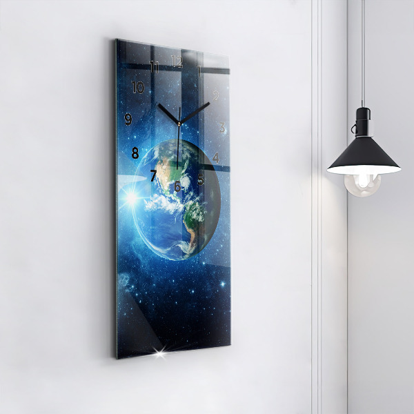 Modern vertical wall clock Earth and Galaxy – NASA