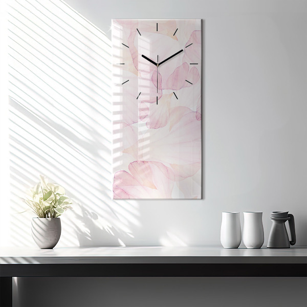 Modern vertical wall clock Watercolor petals