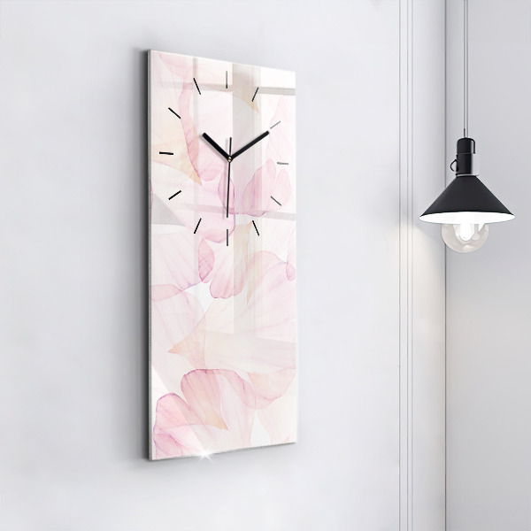 Modern vertical wall clock Watercolor petals