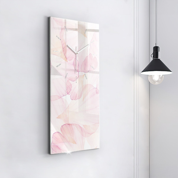Modern vertical wall clock Watercolor petals