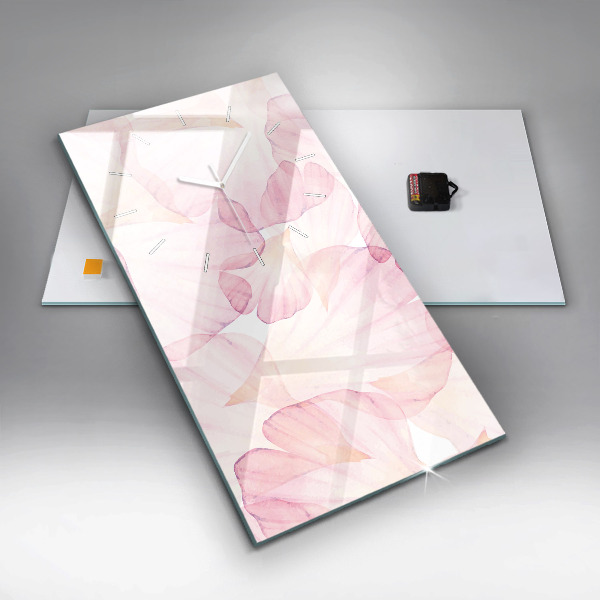 Modern vertical wall clock Watercolor petals