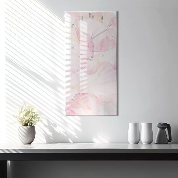 Modern vertical wall clock Watercolor petals