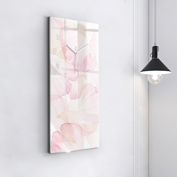 Modern vertical wall clock Watercolor petals