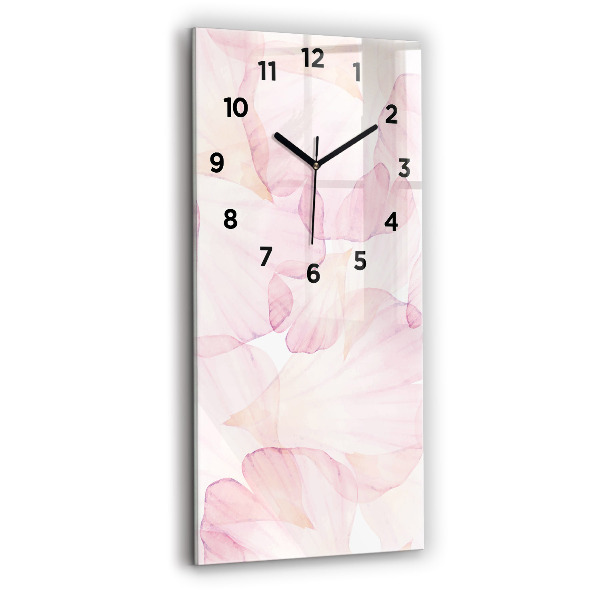 Modern vertical wall clock Watercolor petals