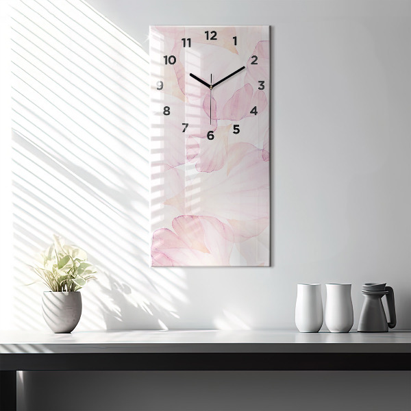 Modern vertical wall clock Watercolor petals