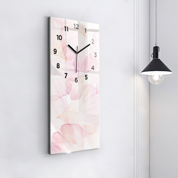 Modern vertical wall clock Watercolor petals