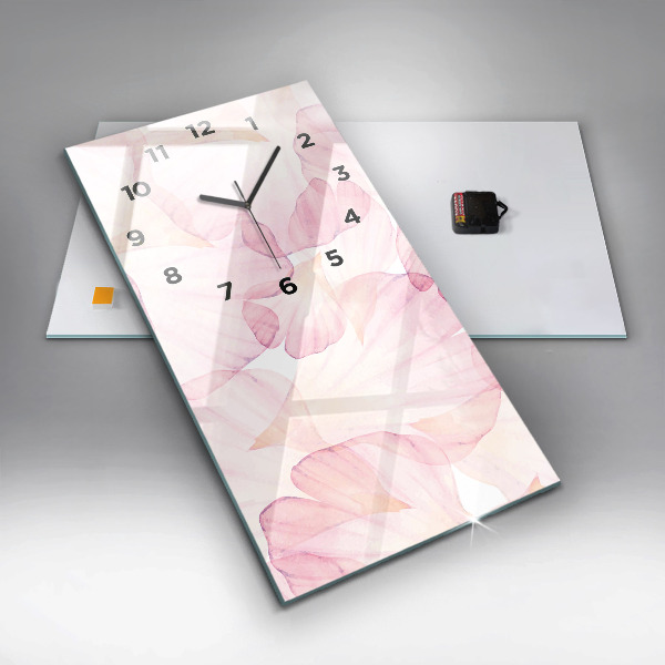 Modern vertical wall clock Watercolor petals