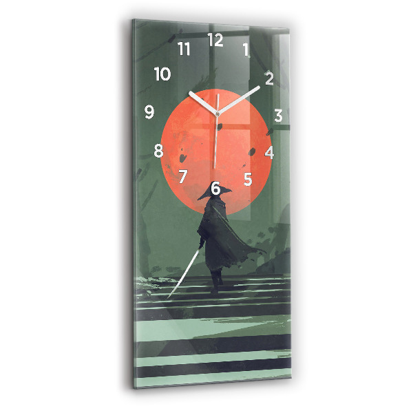 Modern vertical wall clock Samurai in the forest