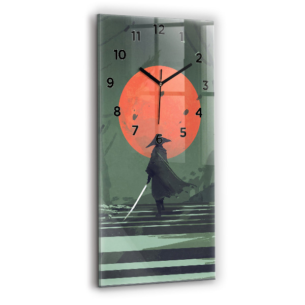 Modern vertical wall clock Samurai in the forest