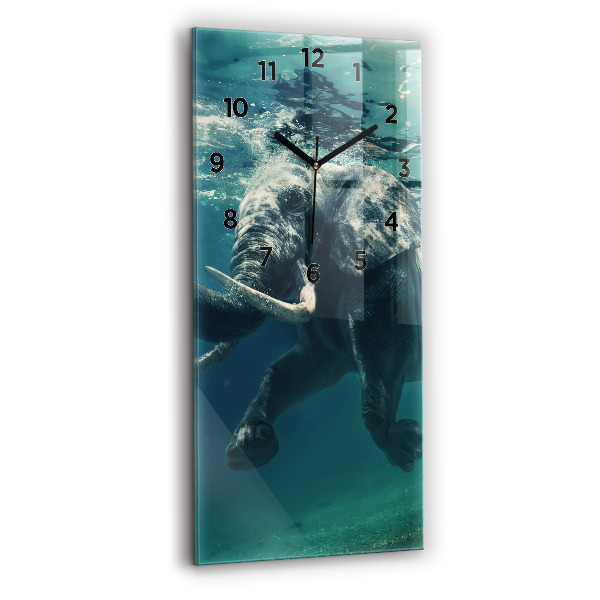 Modern vertical wall clock Swimming elephant in the ocean