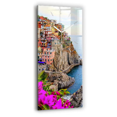 Modern vertical wall clock Cinque Terre Coast