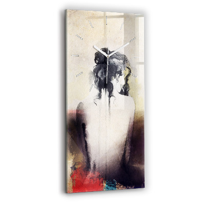 Modern vertical wall clock Abstract portrait of a woman