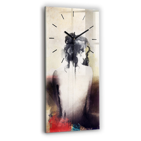 Modern vertical wall clock Abstract portrait of a woman