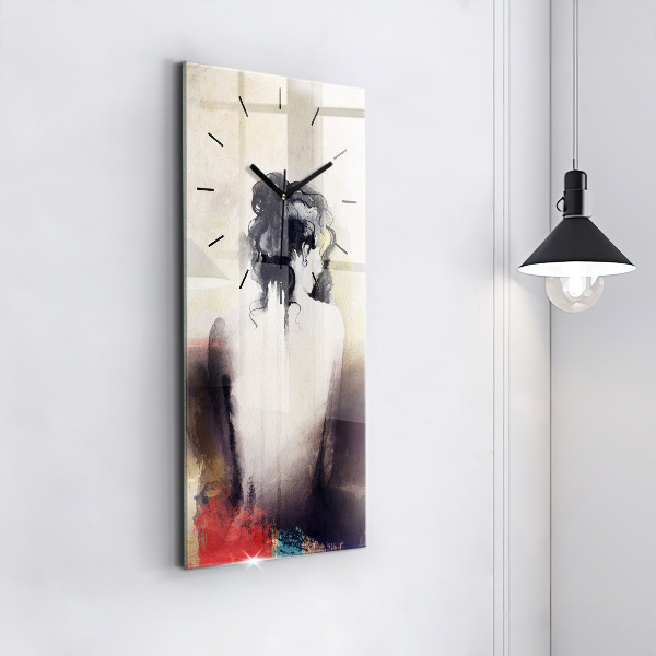 Modern vertical wall clock Abstract portrait of a woman