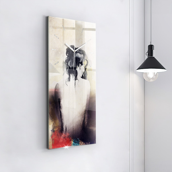 Modern vertical wall clock Abstract portrait of a woman