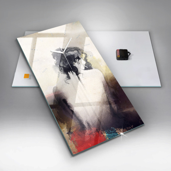 Modern vertical wall clock Abstract portrait of a woman