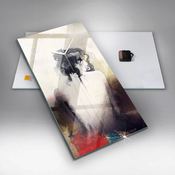 Modern vertical wall clock Abstract portrait of a woman