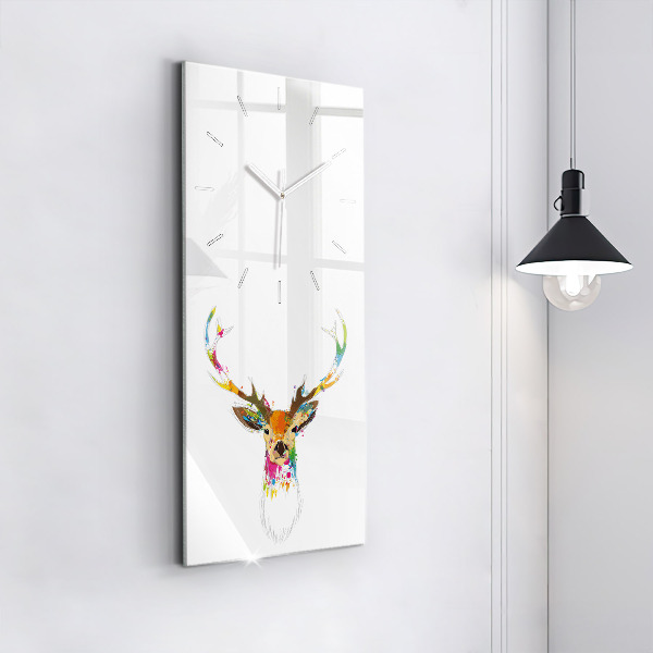 Modern vertical wall clock Colorful deer head