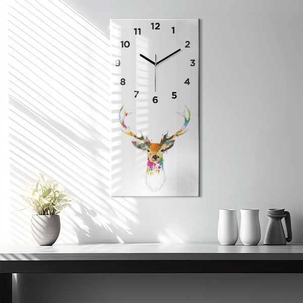Modern vertical wall clock Colorful deer head