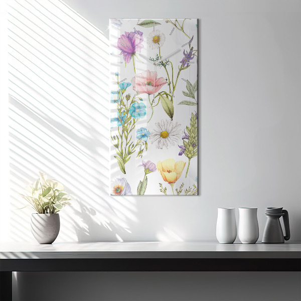 Modern vertical wall clock Flower Composition