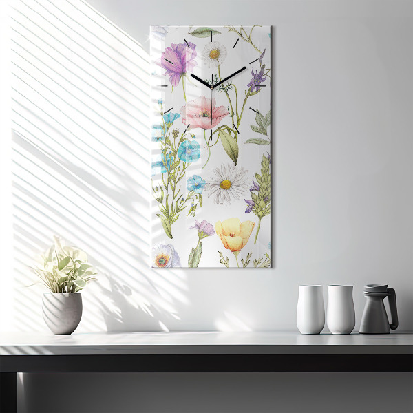Modern vertical wall clock Flower Composition