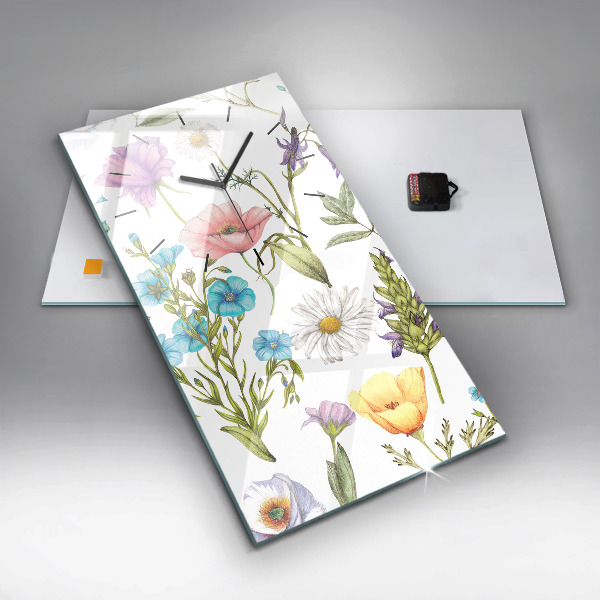 Modern vertical wall clock Flower Composition