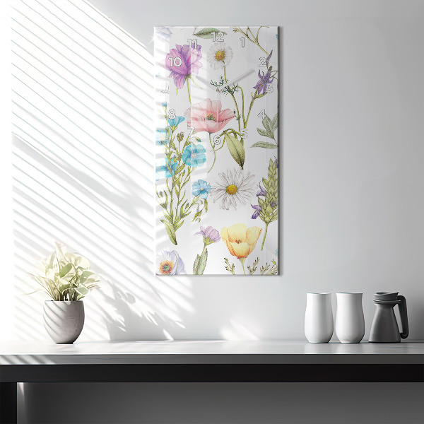 Modern vertical wall clock Flower Composition