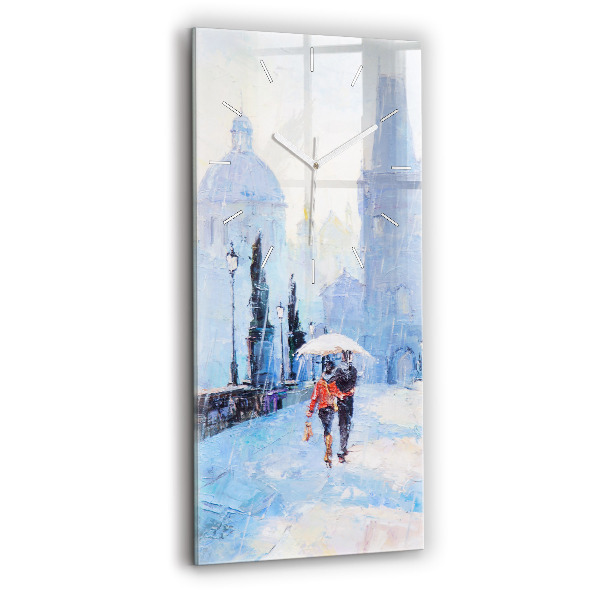 Modern vertical wall clock Oil art