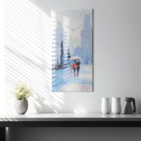Modern vertical wall clock Oil art