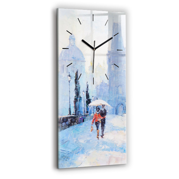 Modern vertical wall clock Oil art