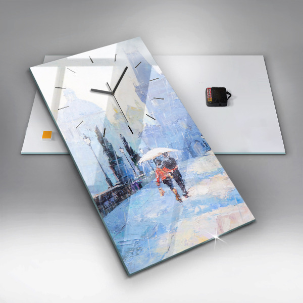 Modern vertical wall clock Oil art
