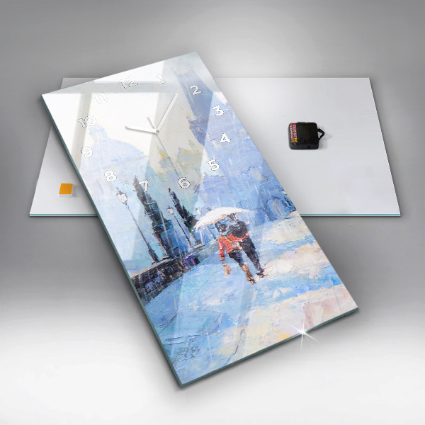 Modern vertical wall clock Oil art