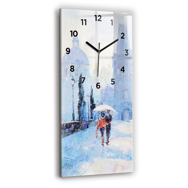 Modern vertical wall clock Oil art