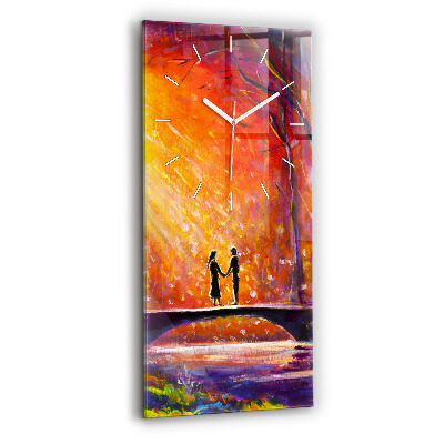 Modern vertical wall clock Couple in the forest