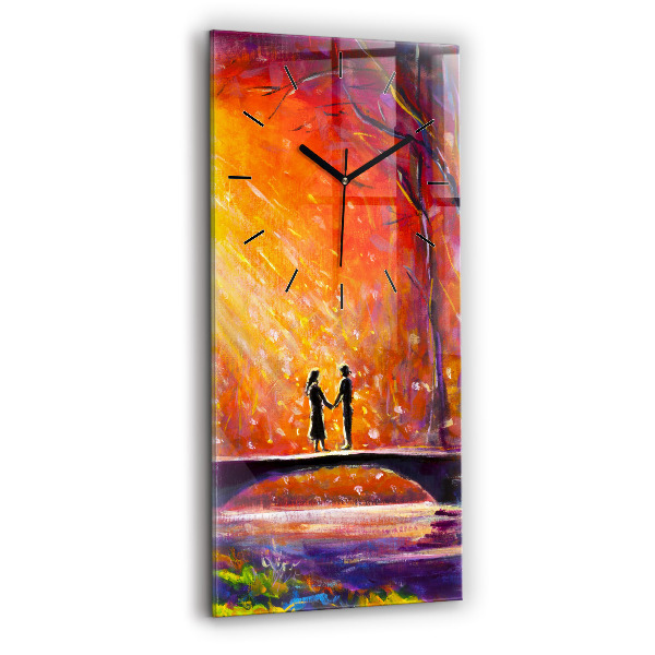 Modern vertical wall clock Couple in the forest