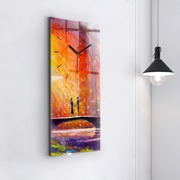 Modern vertical wall clock Couple in the forest