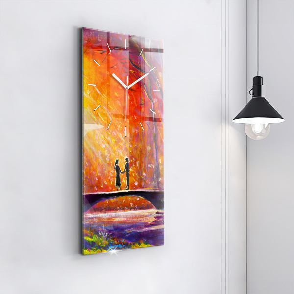 Modern vertical wall clock Couple in the forest