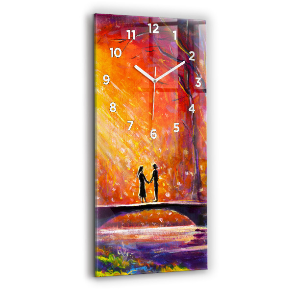 Modern vertical wall clock Couple in the forest